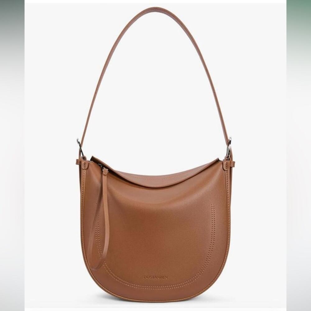 NWOT Elegant Brown Vegan Leather Shoulder Bag